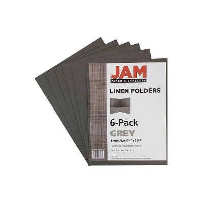 JAM Paper Two-Pocket Textured Linen Business Folders Gray 3084D 5 JAM Paper Two-Pocket Textured Linen Business Folders Gray 3084D - Image 5