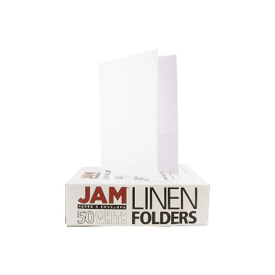 JAM Paper Two-Pocket Textured Linen Business Folders White Bulk 25/Pack 386LWHA 7 JAM Paper Two-Pocket Textured Linen Business Folders White Bulk 25/Pack 386LWHA - Image 7