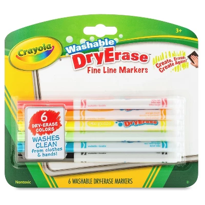 Crayola Washable Dry-Erase Fine Line Markers 6/BX Ast 985906 1 Crayola Washable Dry-Erase Fine Line Markers 6/BX Ast 985906
