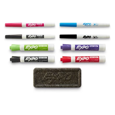 Expo 9pk Dry Erase Marker Starter Set With Eraser & Fine/Ultra Fine/Chisel Tips Multicolored 1 Expo 9pk Dry Erase Marker Starter Set With Eraser & Fine/Ultra Fine/Chisel Tips Multicolored