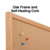 HITOUCH BUSINESS SERVICES Standard Durable Cork Bulletin Board Oak Frame 2'W X 1.5'H 52460/28669