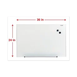 Universal Frameless Magnetic Glass Marker Board 36" X 24" White 43202