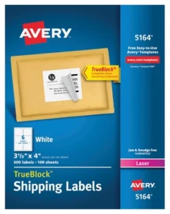 Avery TrueBlock Shipping Labels, Laser, 3-1/3 X 4 Inches, White, Pack Of 600