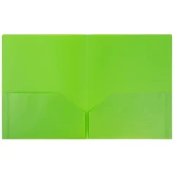 JAM 6pk POP 2 Pocket School Presentation Plastic Folders Lime Green