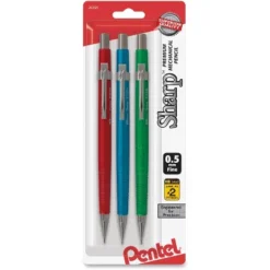 Pentel Sharp Mechanical Drafting Pencil 0.5 Mm Assorted Metallic Barrels 3/Pack P205MBP3M1