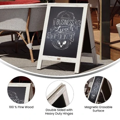 Flash Furniture Canterbury Vintage Wooden A-Frame Magnetic Indoor/Outdoor Chalkboard Sign, Freestanding Double Sided Extra Large Message Board 4 Flash Furniture Canterbury Vintage Wooden A-Frame Magnetic Indoor/Outdoor Chalkboard Sign, Freestanding Double Sided Extra Large Message Board - Image 4