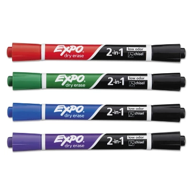 EXPO 2-in-1 Dry Erase Markers 5 Assorted Colors Medium 4/Pack 1944655 3 EXPO 2-in-1 Dry Erase Markers 5 Assorted Colors Medium 4/Pack 1944655 - Image 3