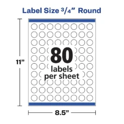 Avery Printable Self-Adhesive Permanent 3/4" Round ID Labels 3/4" Dia. White 800/Pk 4221 -Smart Stationery Deals Store GUEST b49d4ccd 170a 41c8 885f 00d9bafe9b96