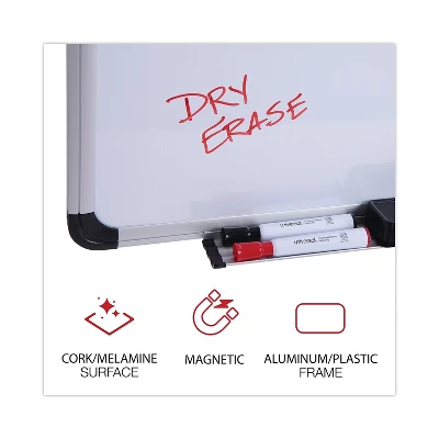 UNIVERSAL Cork/Dry Erase Board Melamine 36 X 24 Black/Gray Aluminum/Plastic Frame 43743 1 UNIVERSAL Cork/Dry Erase Board Melamine 36 X 24 Black/Gray Aluminum/Plastic Frame 43743