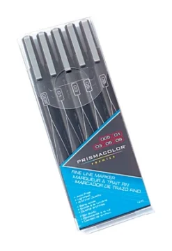 Prismacolor Premier Illustration Markers, Fine Tip, Black, Set Of 5