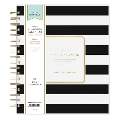 Day Designer 2024 Planner 8"x10" Daily/Monthly Frosted Cover Rugby Stripe Black 2 Day Designer 2024 Planner 8"x10" Daily/Monthly Frosted Cover Rugby Stripe Black - Image 2