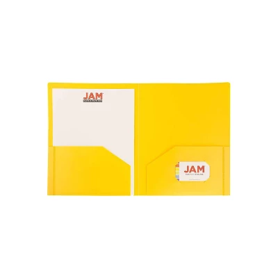 JAM Paper Heavy Duty Matte 2-Pocket Folder Yellow 108/Box 383HYEB 2 JAM Paper Heavy Duty Matte 2-Pocket Folder Yellow 108/Box 383HYEB - Image 2