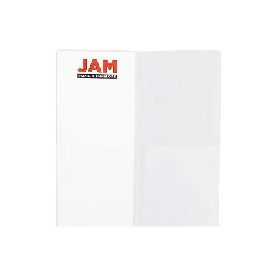JAM Paper Heavy Duty Plastic Two-Pocket Mini Folders 4 1/4 X 9 1/8 Clear 96450B 1 JAM Paper Heavy Duty Plastic Two-Pocket Mini Folders 4 1/4 X 9 1/8 Clear 96450B