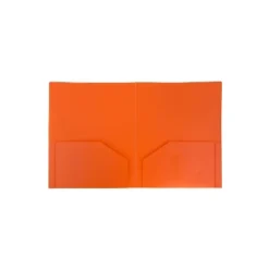 JAM Paper Heavy Duty Plastic Two-Pocket School Folders Orange 108/Pack 383HORB