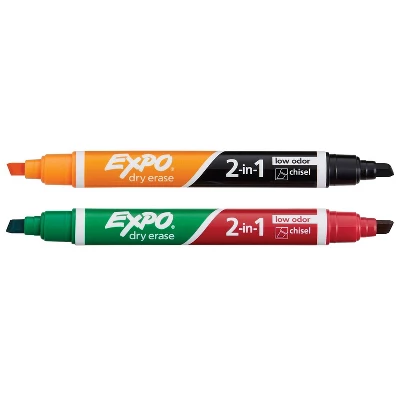 Expo Dual 2-In-1 Dry Erase Markers Chisel Tip 2/PK Ast 1944654 2 Expo Dual 2-In-1 Dry Erase Markers Chisel Tip 2/PK Ast 1944654 - Image 2