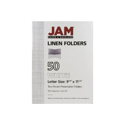 JAM Paper Two-Pocket Textured Linen Business Folders White Bulk 25/Pack 386LWHA 8 JAM Paper Two-Pocket Textured Linen Business Folders White Bulk 25/Pack 386LWHA - Image 8