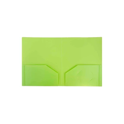 JAM Paper Heavy Duty Plastic Two-Pocket School Folders Lime Green 108/Pack 383HLIB 1 JAM Paper Heavy Duty Plastic Two-Pocket School Folders Lime Green 108/Pack 383HLIB