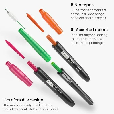 Arteza Ultimate Permanent Marker Set, Assorted Nibs - 80 Pack 3 Arteza Ultimate Permanent Marker Set, Assorted Nibs - 80 Pack - Image 3