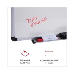 UNIVERSAL Dry Erase Board Melamine 36 X 24 White Black/Gray Aluminum/Plastic Frame 43723