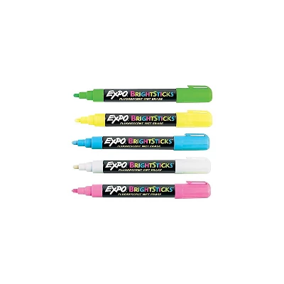 EXPO Bright Sticks Wet-Erase Fluorescent Marker Set Bullet Tip Assorted 14075 1 EXPO Bright Sticks Wet-Erase Fluorescent Marker Set Bullet Tip Assorted 14075