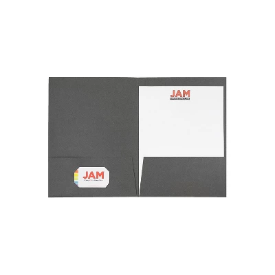 JAM Paper Two-Pocket Textured Linen Business Folders Gray 3084D 2 JAM Paper Two-Pocket Textured Linen Business Folders Gray 3084D - Image 2