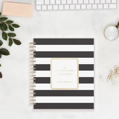 Day Designer 2024 Planner 8"x10" Daily/Monthly Frosted Cover Rugby Stripe Black 1 Day Designer 2024 Planner 8"x10" Daily/Monthly Frosted Cover Rugby Stripe Black