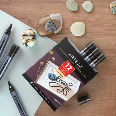 Arteza Bullet-Nib Oil-Based Markers, A002 Mars Black - 12 Piece 2 Arteza Bullet-Nib Oil-Based Markers, A002 Mars Black - 12 Piece - Image 2