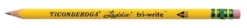 Ticonderoga Laddie TriWrite Triangular Pencils With Erasers, Yellow, Pack Of 36