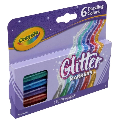 Crayola Glitter Markers, Assorted Colors, Set Of 6 4 Crayola Glitter Markers, Assorted Colors, Set Of 6 - Image 4