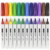 Arteza Set Of 24 Permanent Markers, Rainbow, Fine & Brush Nib, 12 Assorted Colors,